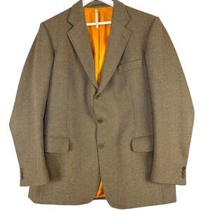 Magee Blazer Men 40 Brown Herringbone Tweed Wool Sport Coat Made Ireland Grandpa